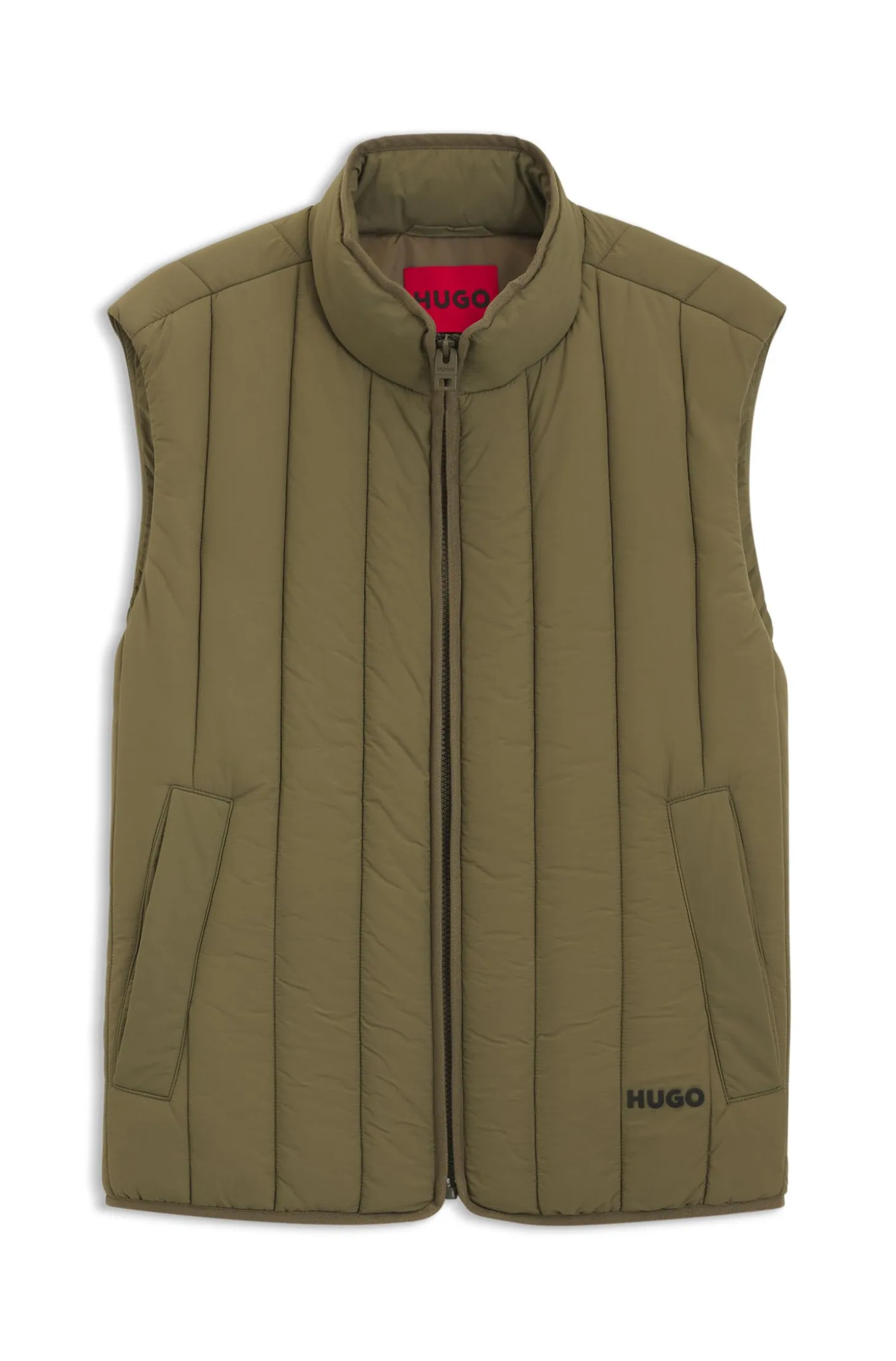 Vertical-quilted gilet with logo detail