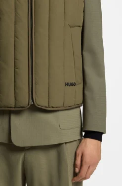 Vertical-quilted gilet with logo detail