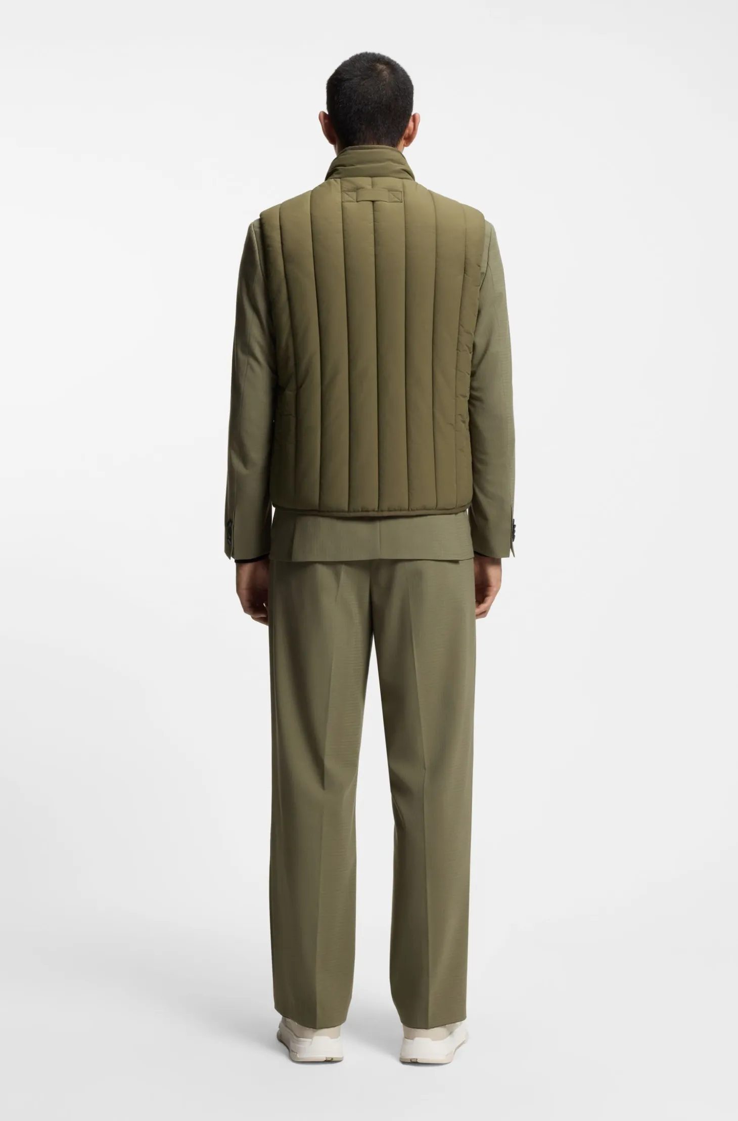 Vertical-quilted gilet with logo detail