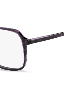 Violet-horn optical frames with temple logo