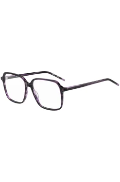 Violet-horn optical frames with temple logo