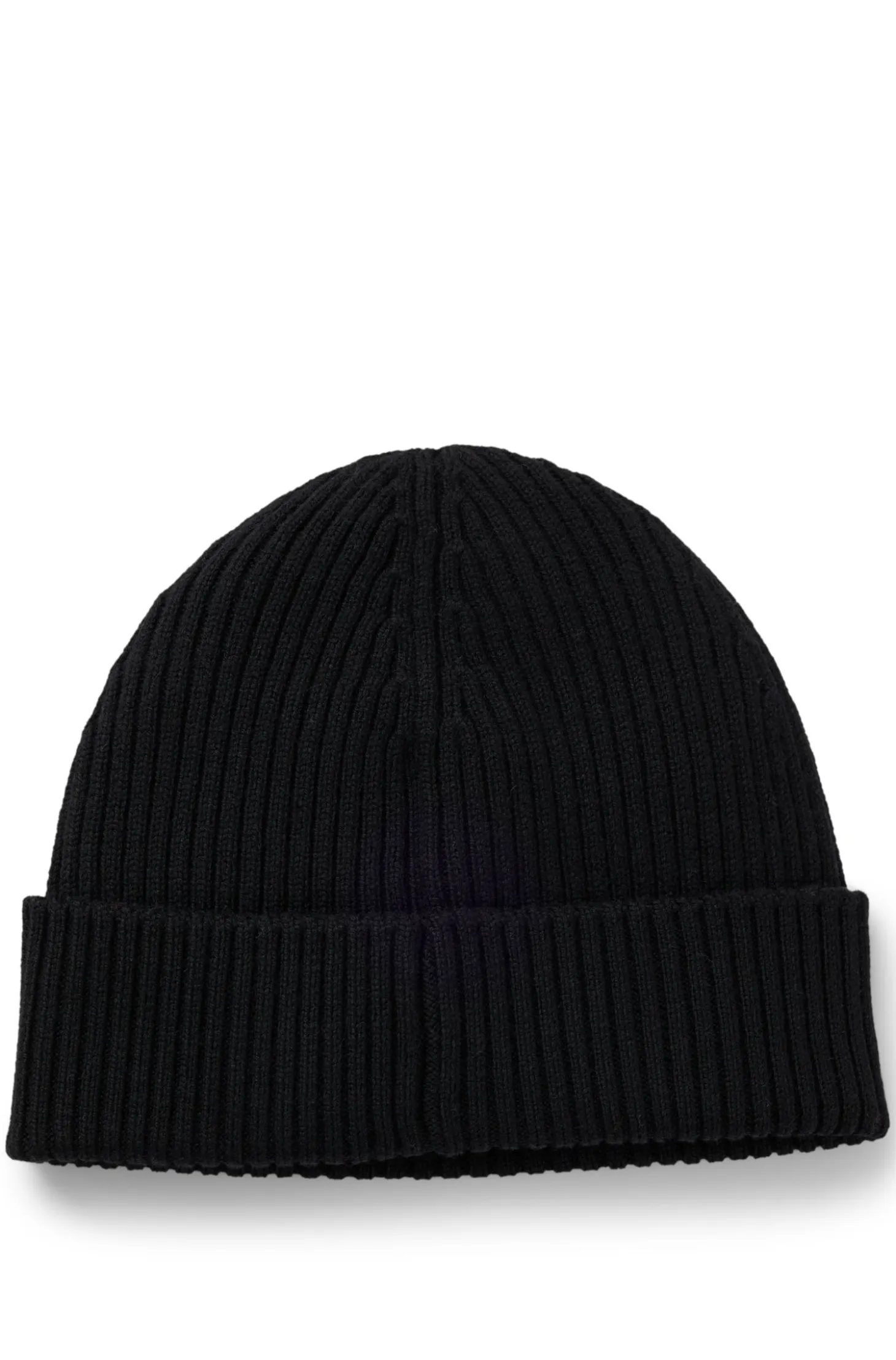 Virgin-wool beanie hat with logo label