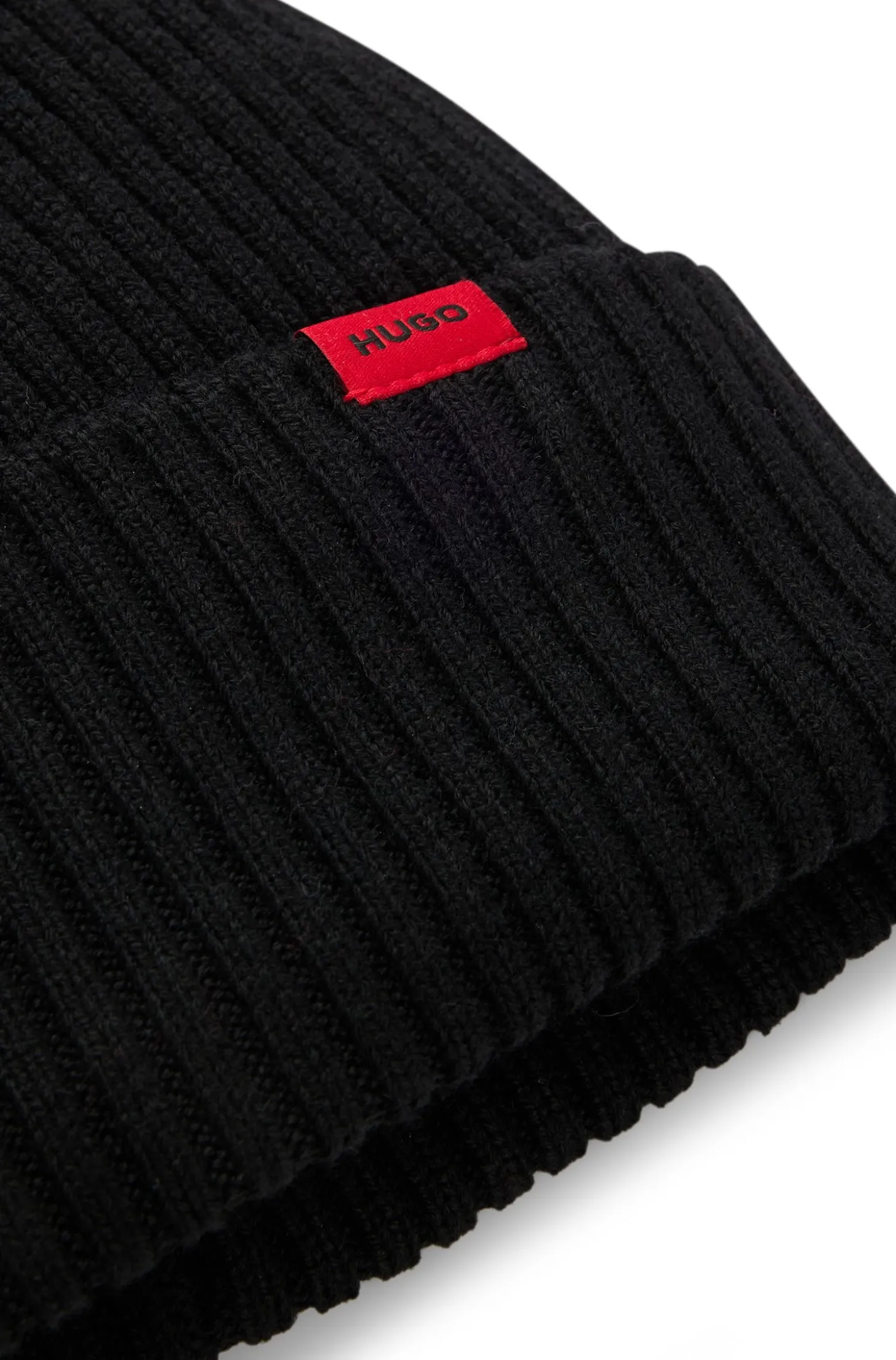 Virgin-wool beanie hat with logo label
