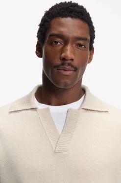 Virgin-wool sweater with Johnny collar