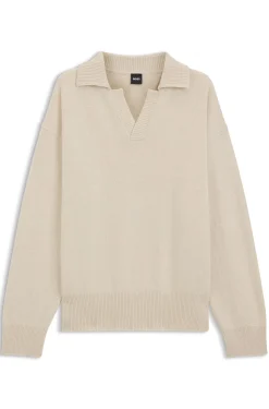 Virgin-wool sweater with Johnny collar