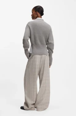 Virgin-wool sweater with removable Double B monogram pin
