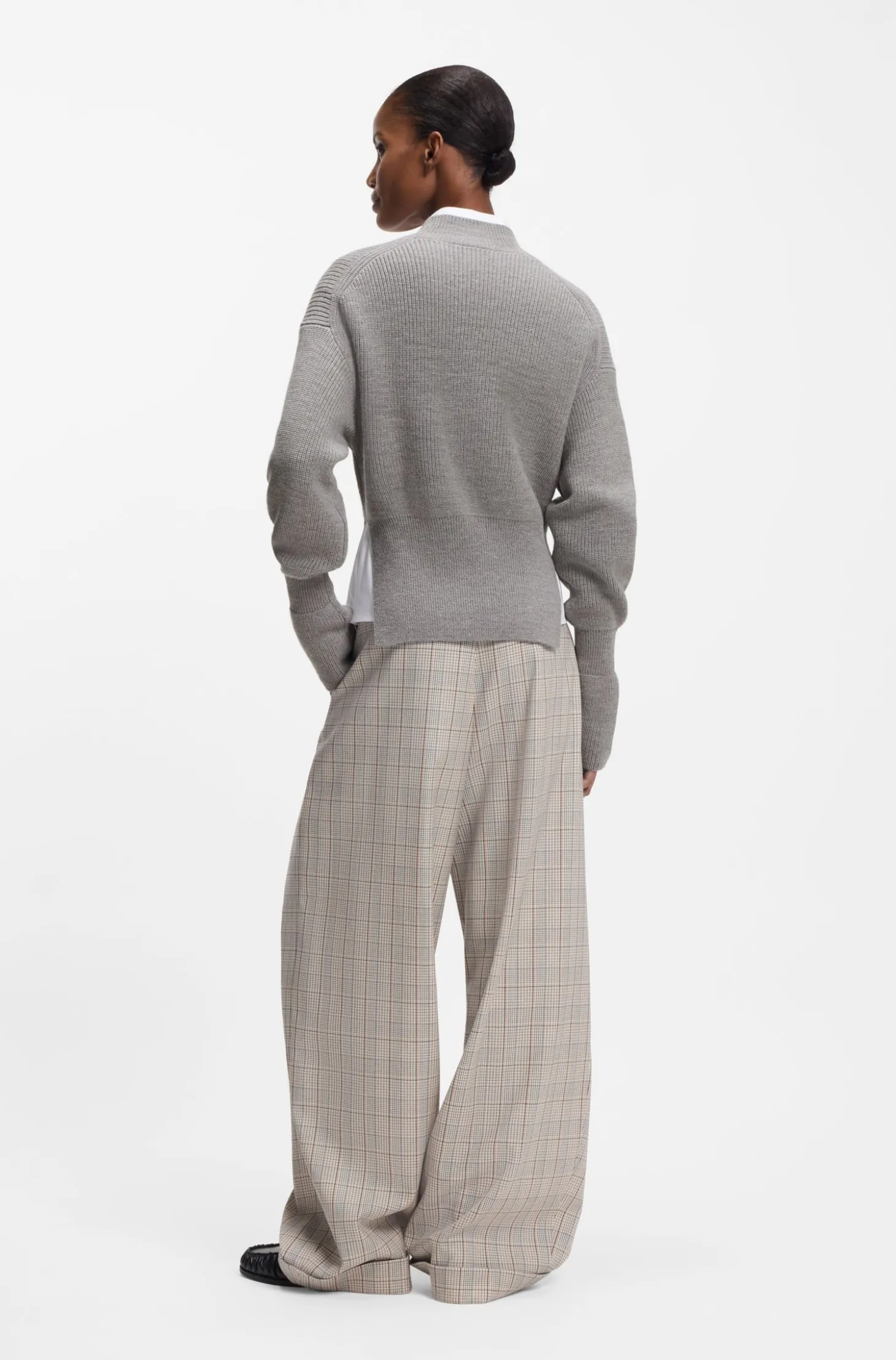 Virgin-wool sweater with removable Double B monogram pin