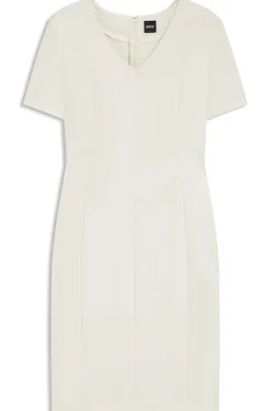 V-neck business dress with seam details