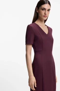 V-neck business dress with seam details