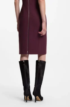 V-neck business dress with seam details
