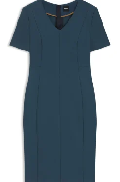 V-neck business dress with seam details