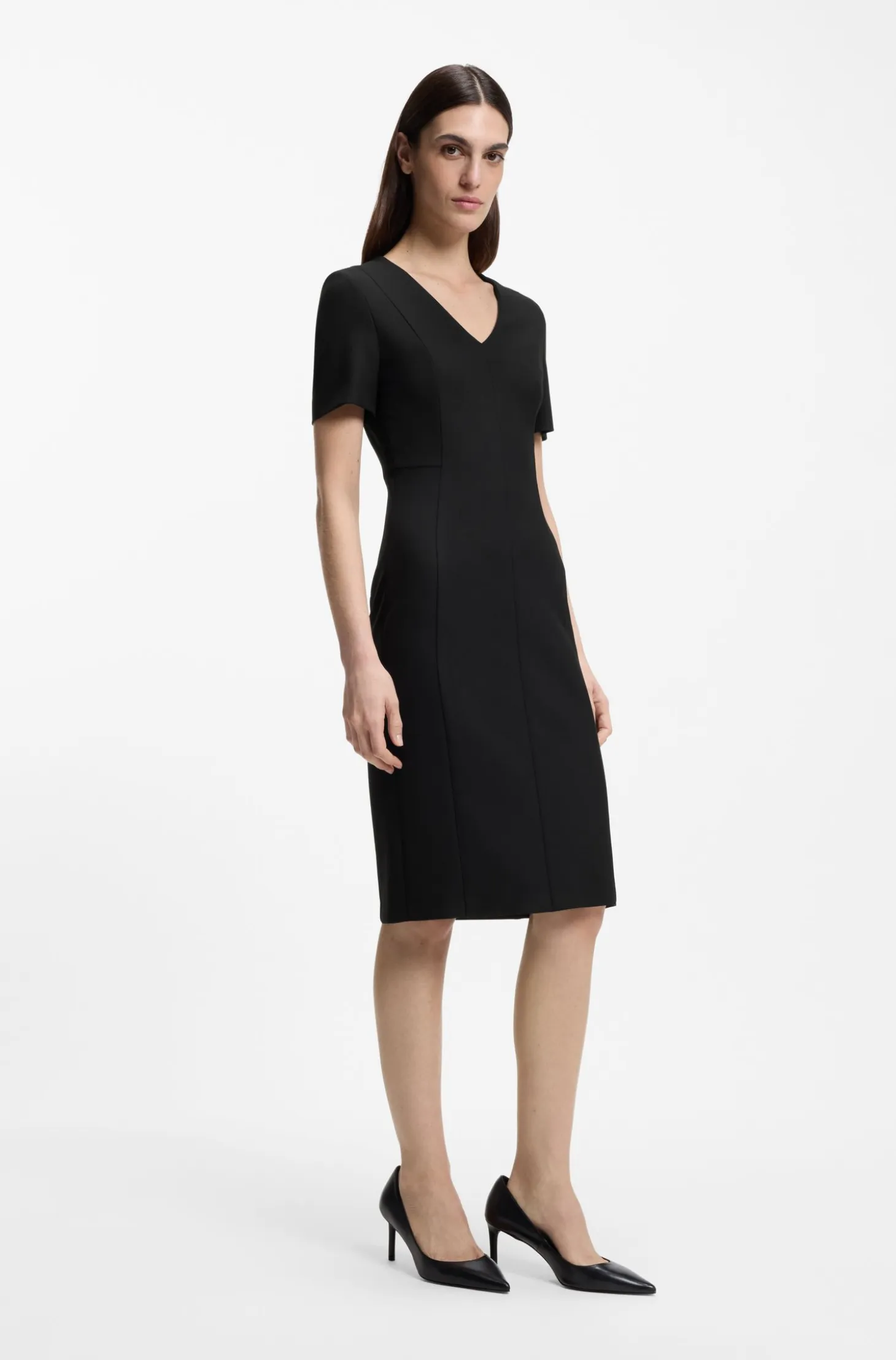 V-neck dress in stretch fabric