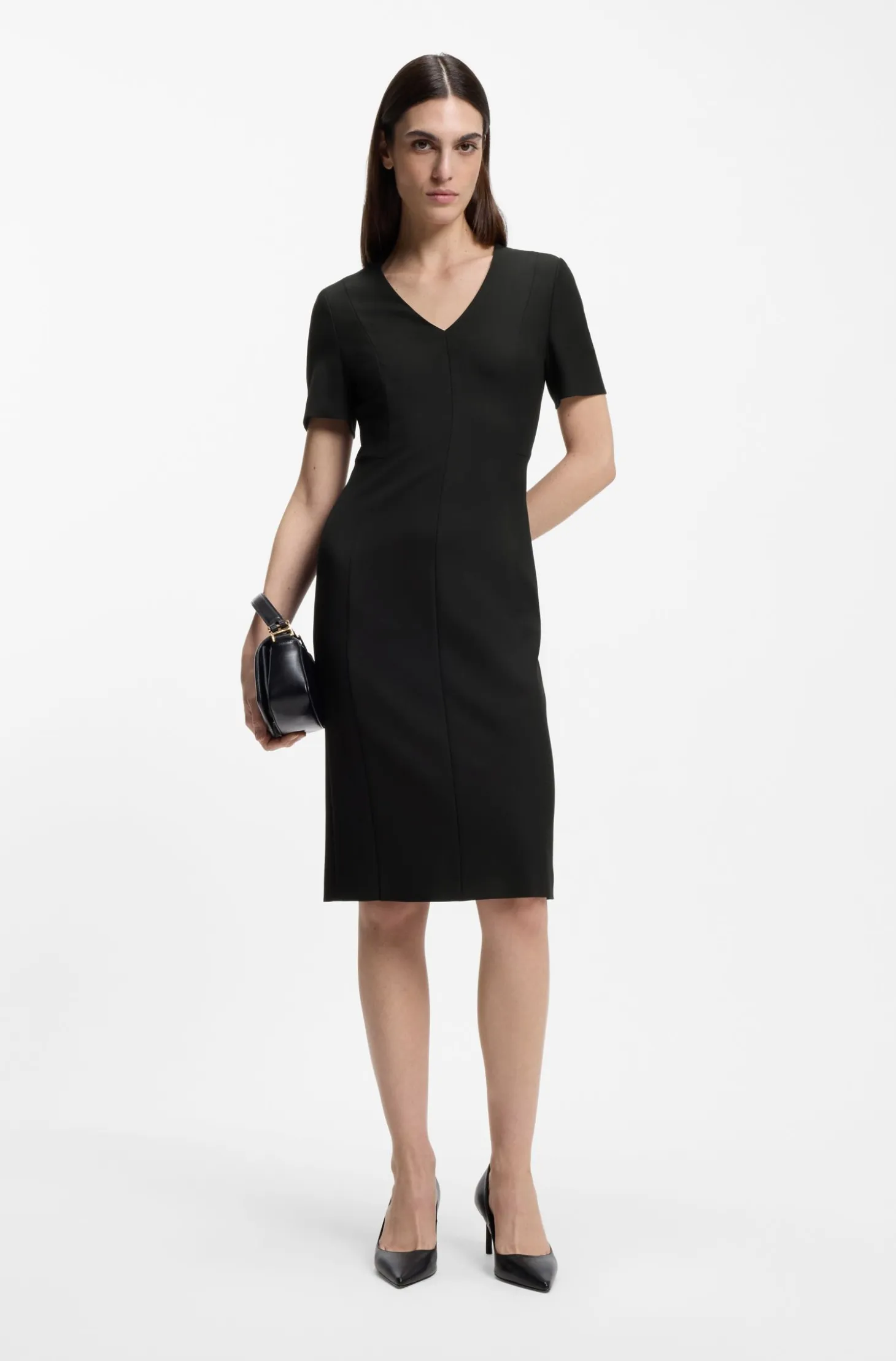 V-neck dress in stretch fabric