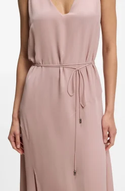 V-neck slip dress in crepe de chine