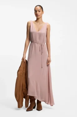 V-neck slip dress in crepe de chine