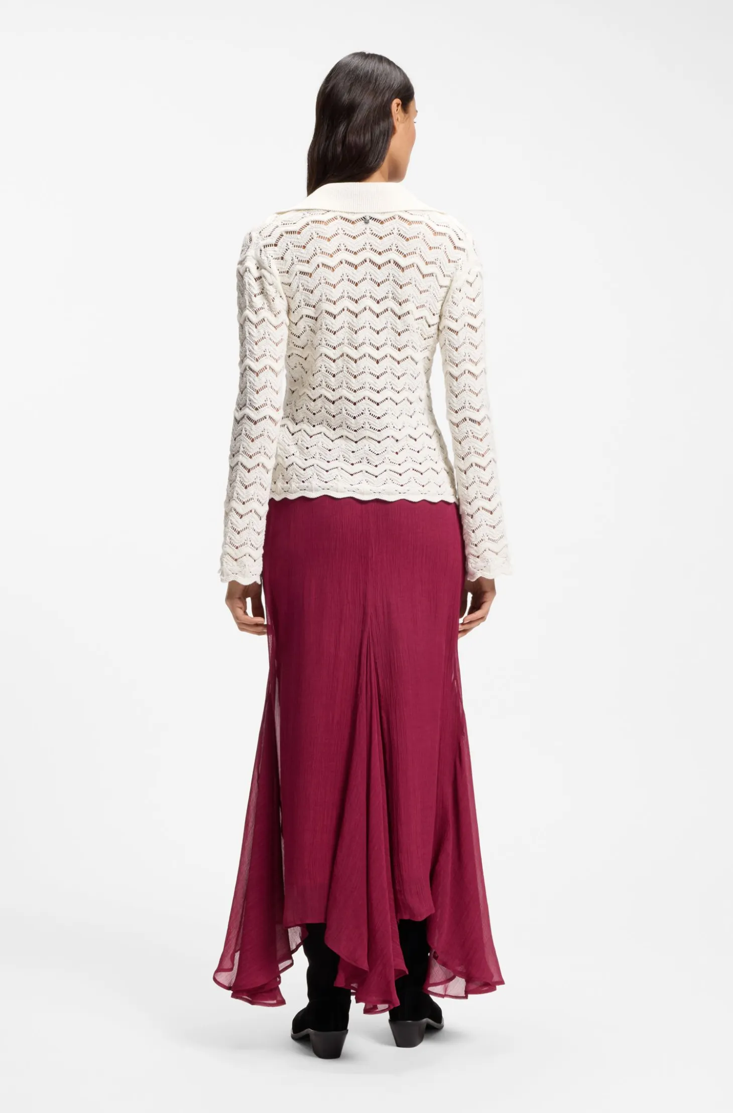 V-neck sweater in an open-knit cotton blend