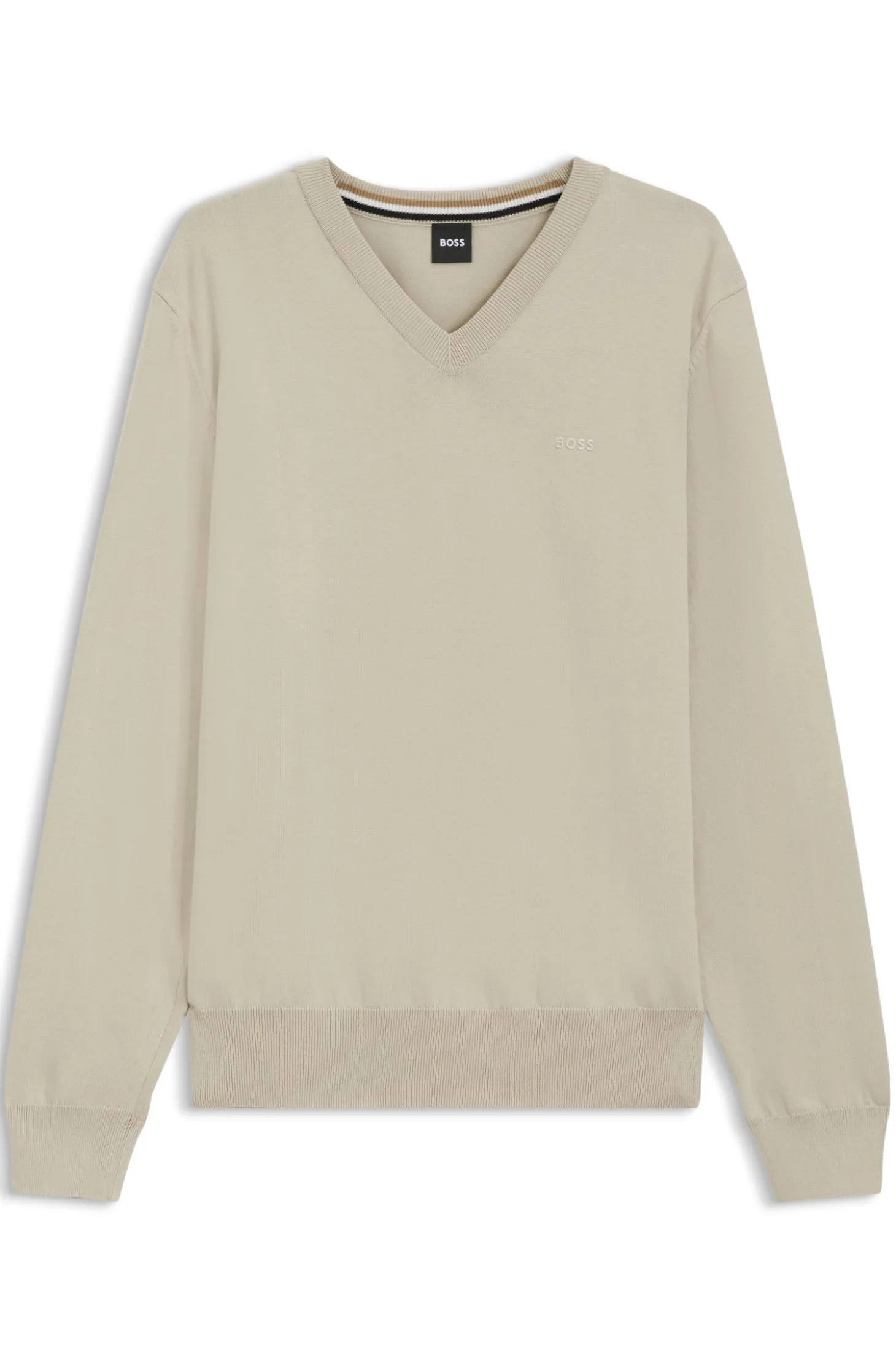V-neck sweater in cotton with logo embroidery