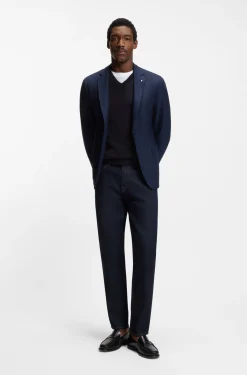 V-neck sweater in cotton with logo embroidery