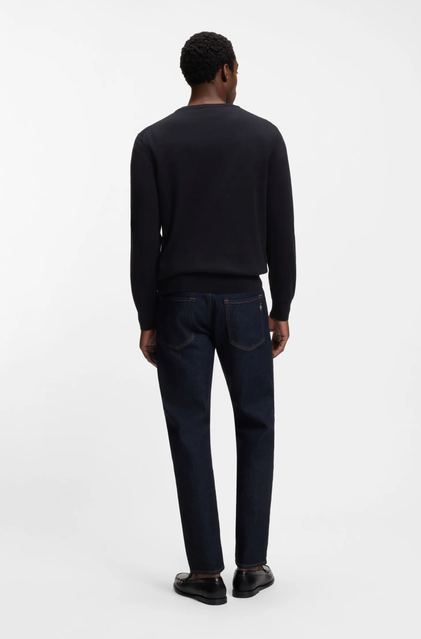 V-neck sweater in cotton with logo embroidery