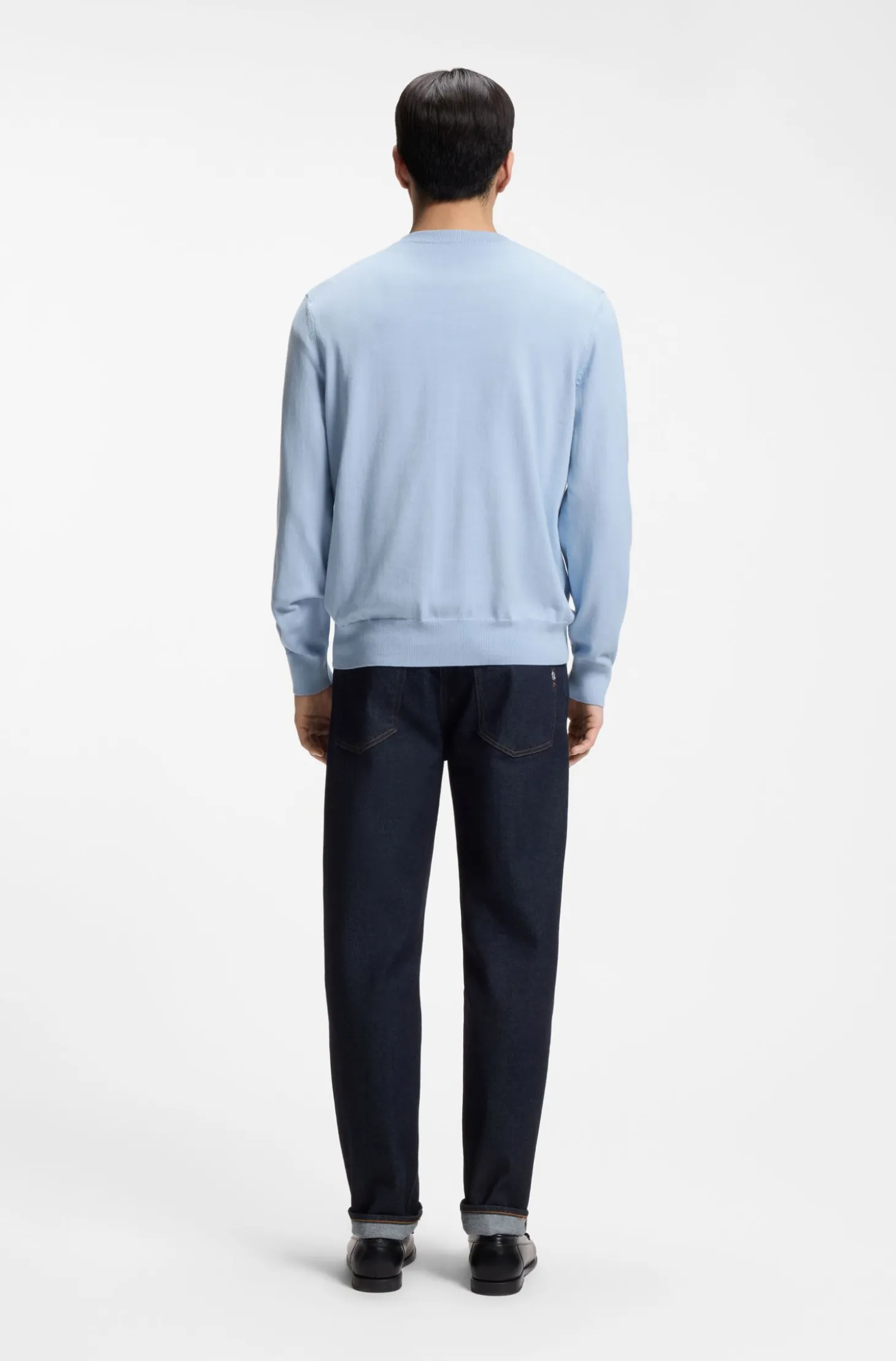 V-neck sweater in cotton with logo embroidery