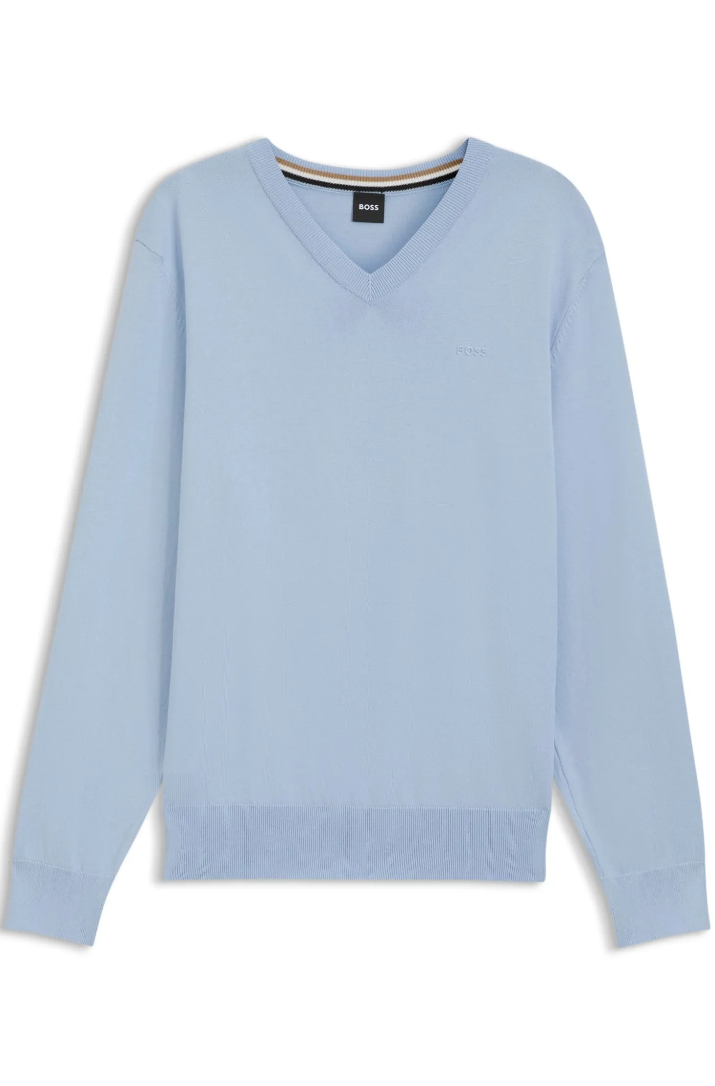 V-neck sweater in cotton with logo embroidery