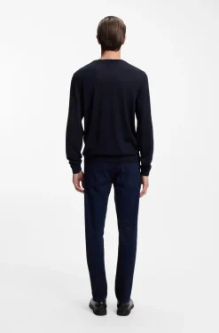V-neck sweater in extra-fine merino wool