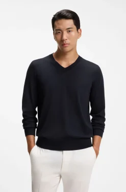 V-neck sweater in extra-fine merino wool