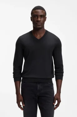 V-neck sweater in extra-fine merino wool
