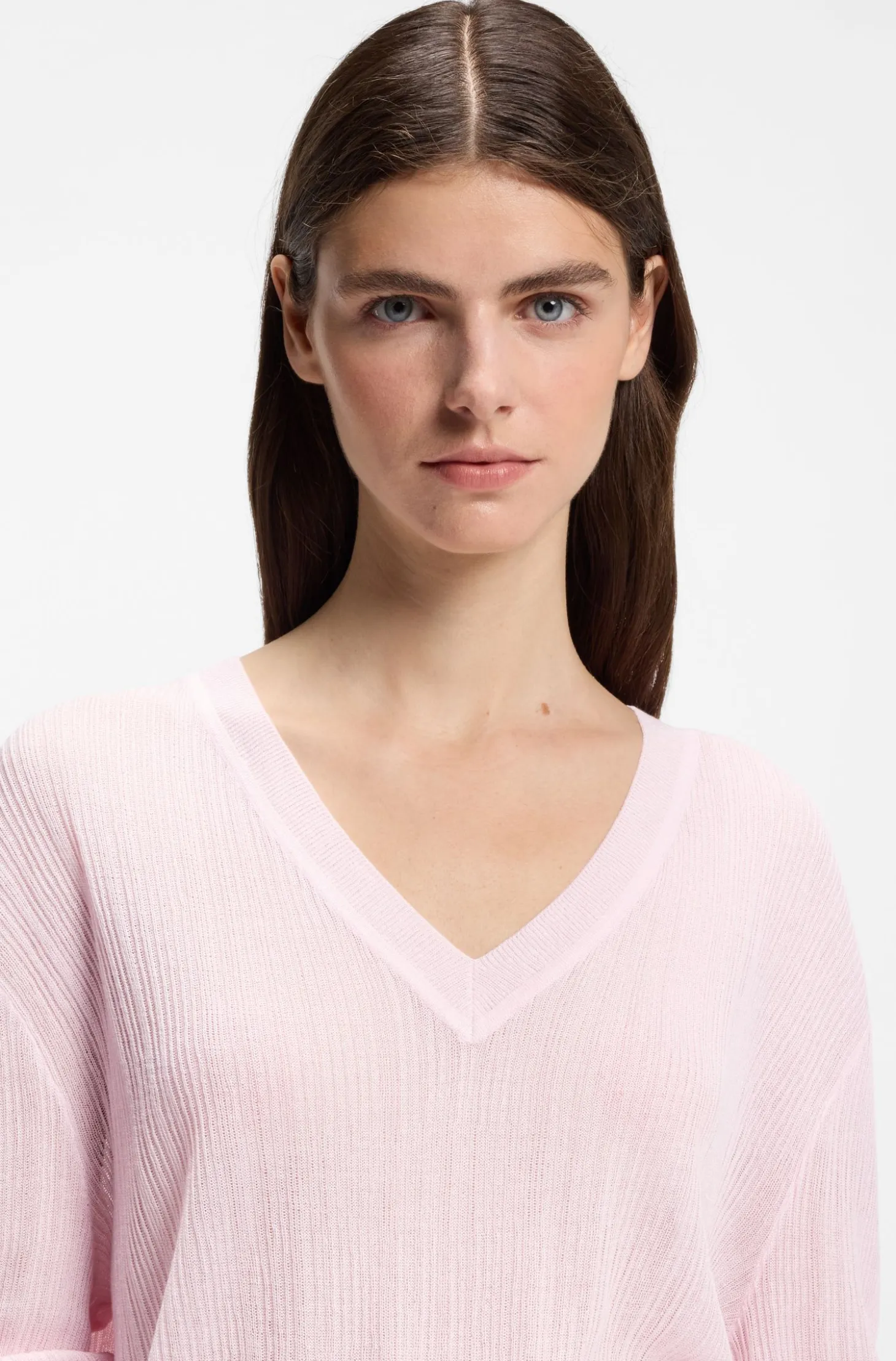 V-neck sweater with semi-sheer structure