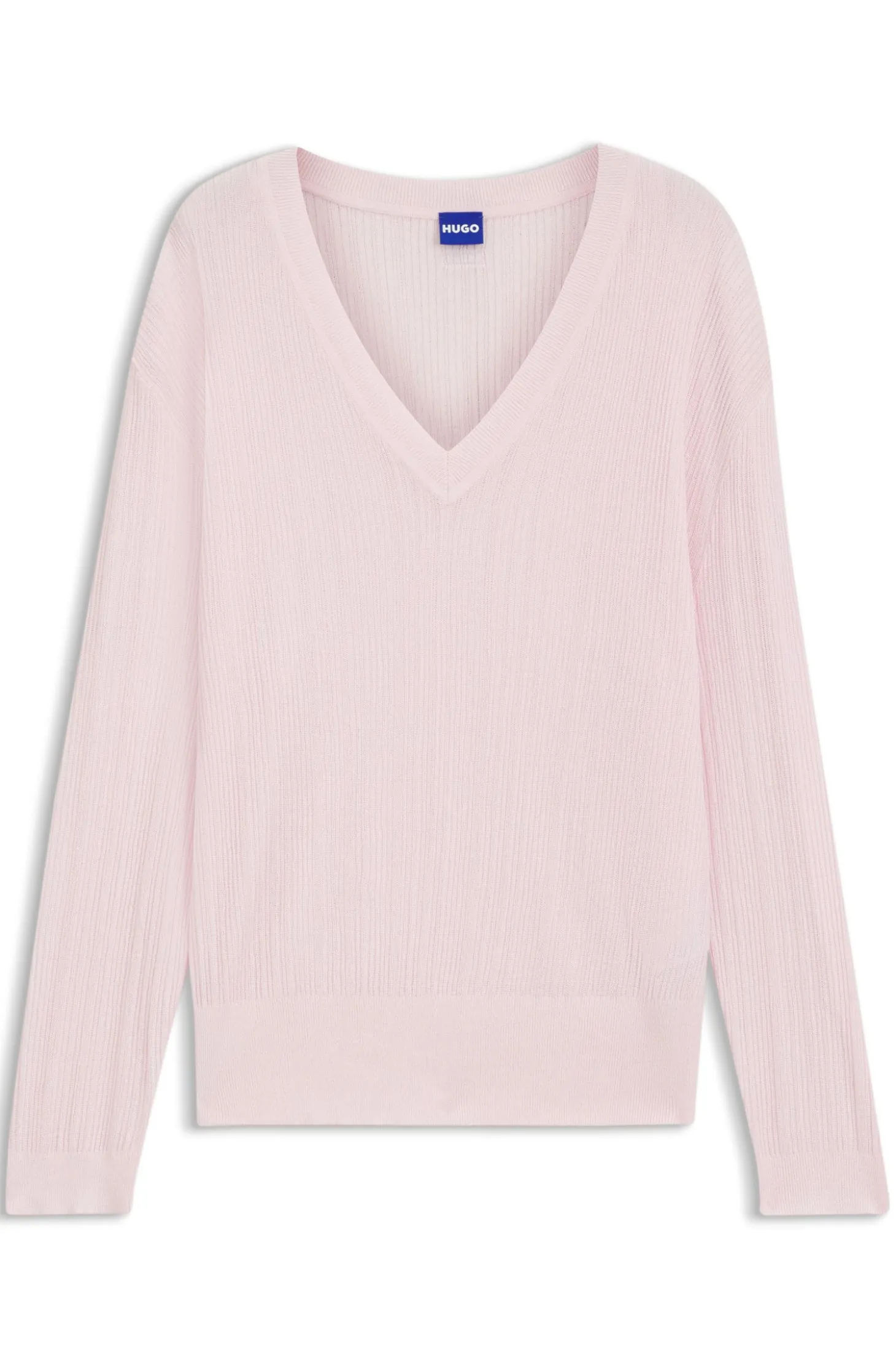 V-neck sweater with semi-sheer structure
