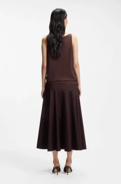V-neck top in cotton and linen