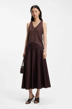 V-neck top in cotton and linen