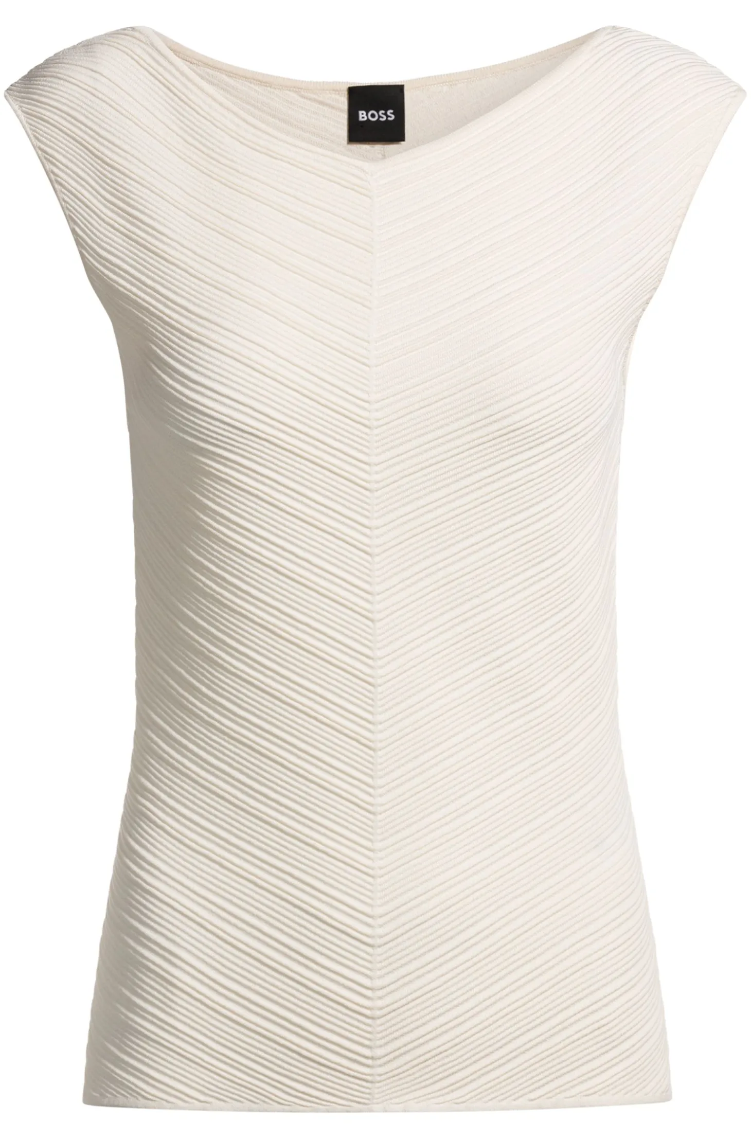 V-neck top with knitted structure