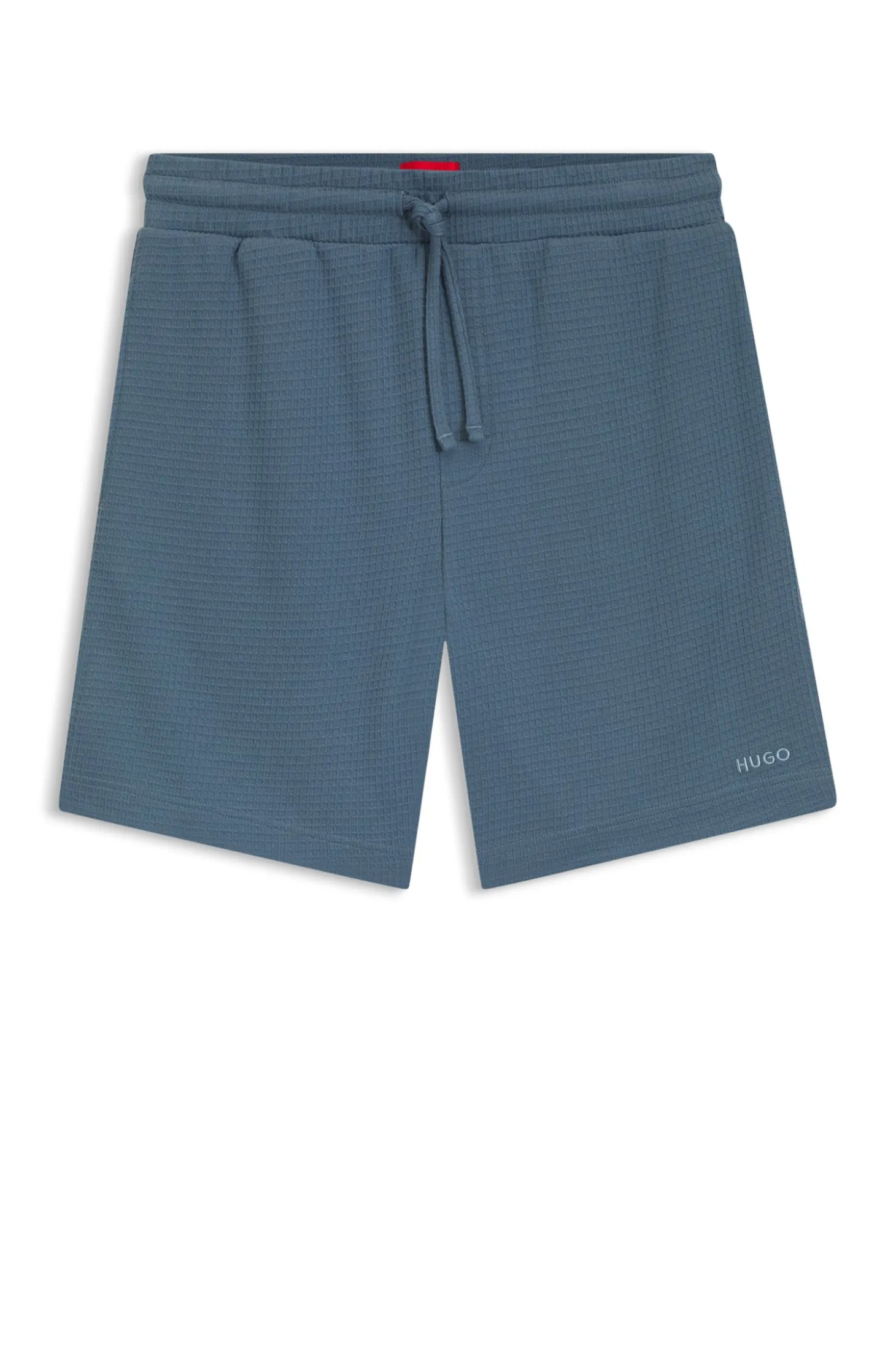 Waffle-structured pyjama shorts with embroidered logo