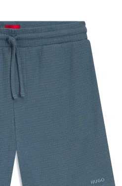 Waffle-structured pyjama shorts with embroidered logo