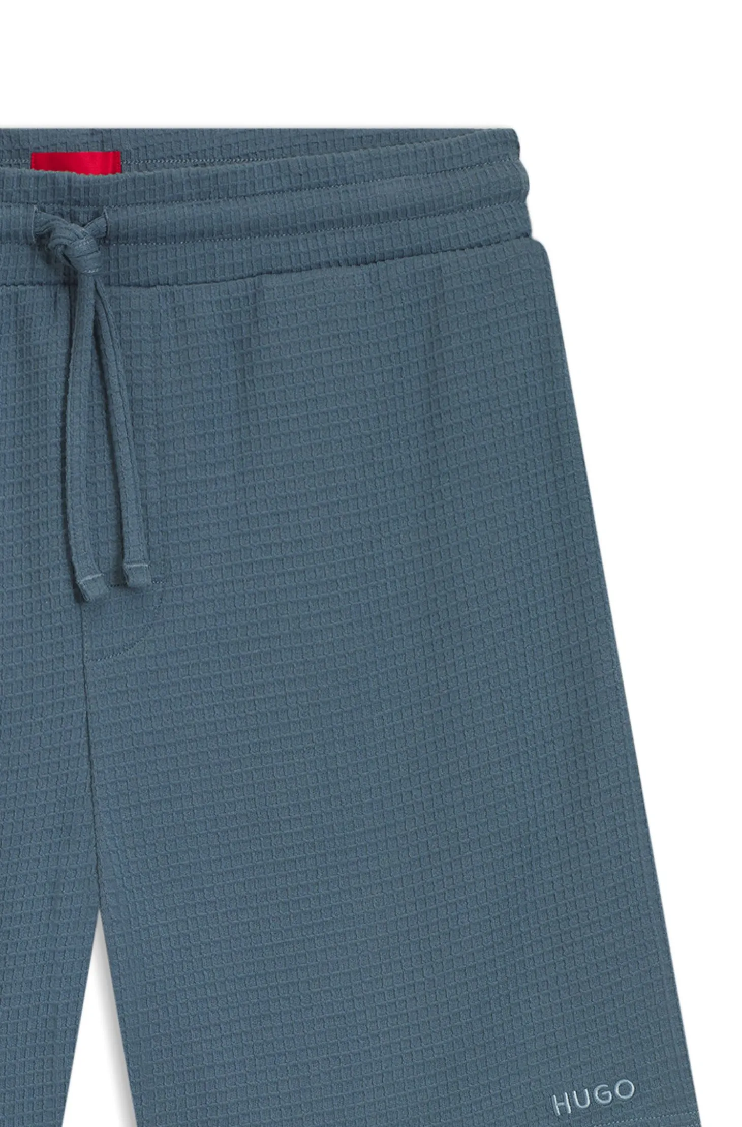 Waffle-structured pyjama shorts with embroidered logo