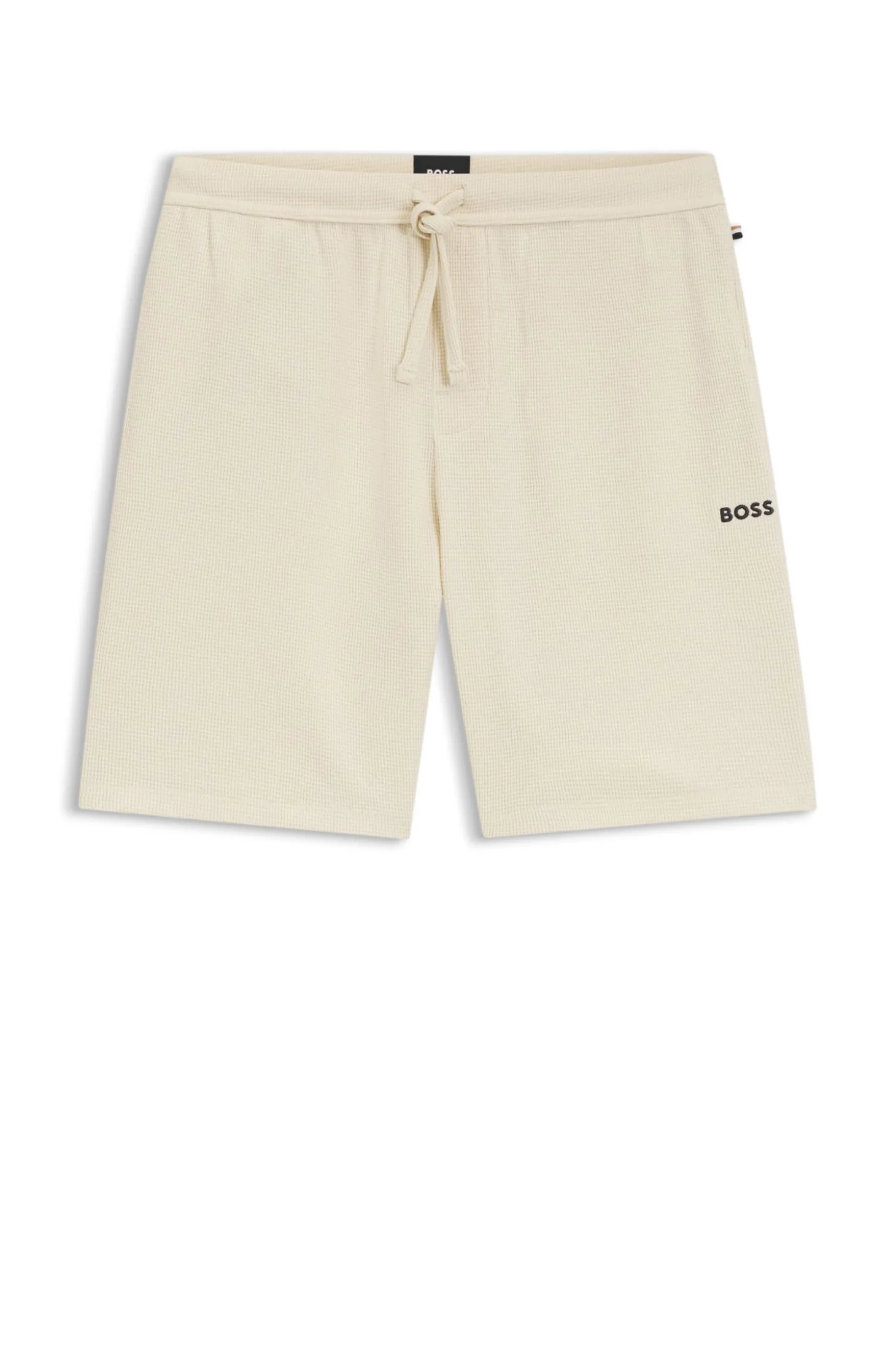 Waffle-structured pyjama shorts with embroidered logo