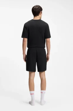 Waffle-structured pyjama shorts with embroidered logo