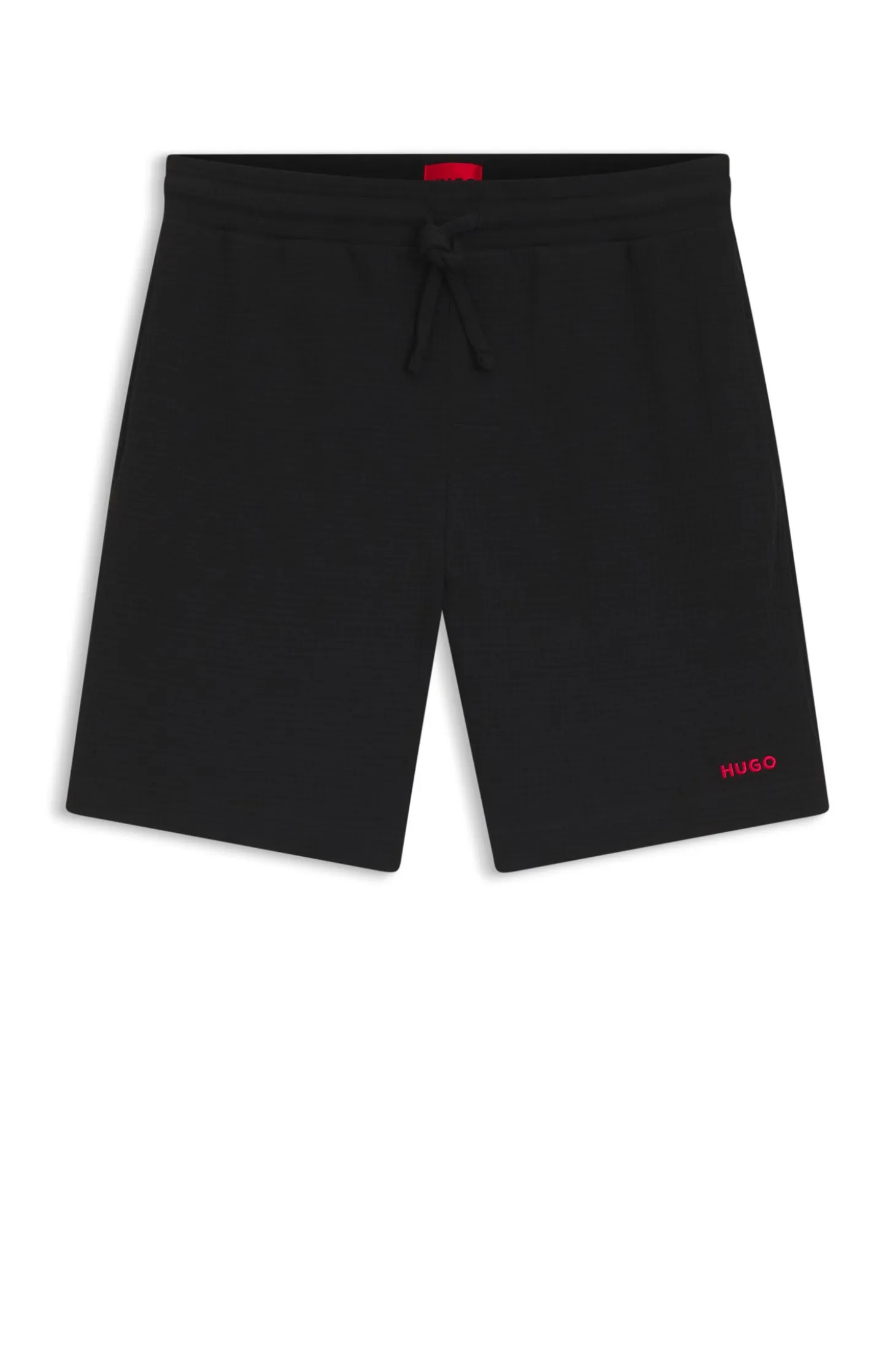 Waffle-structured pyjama shorts with embroidered logo