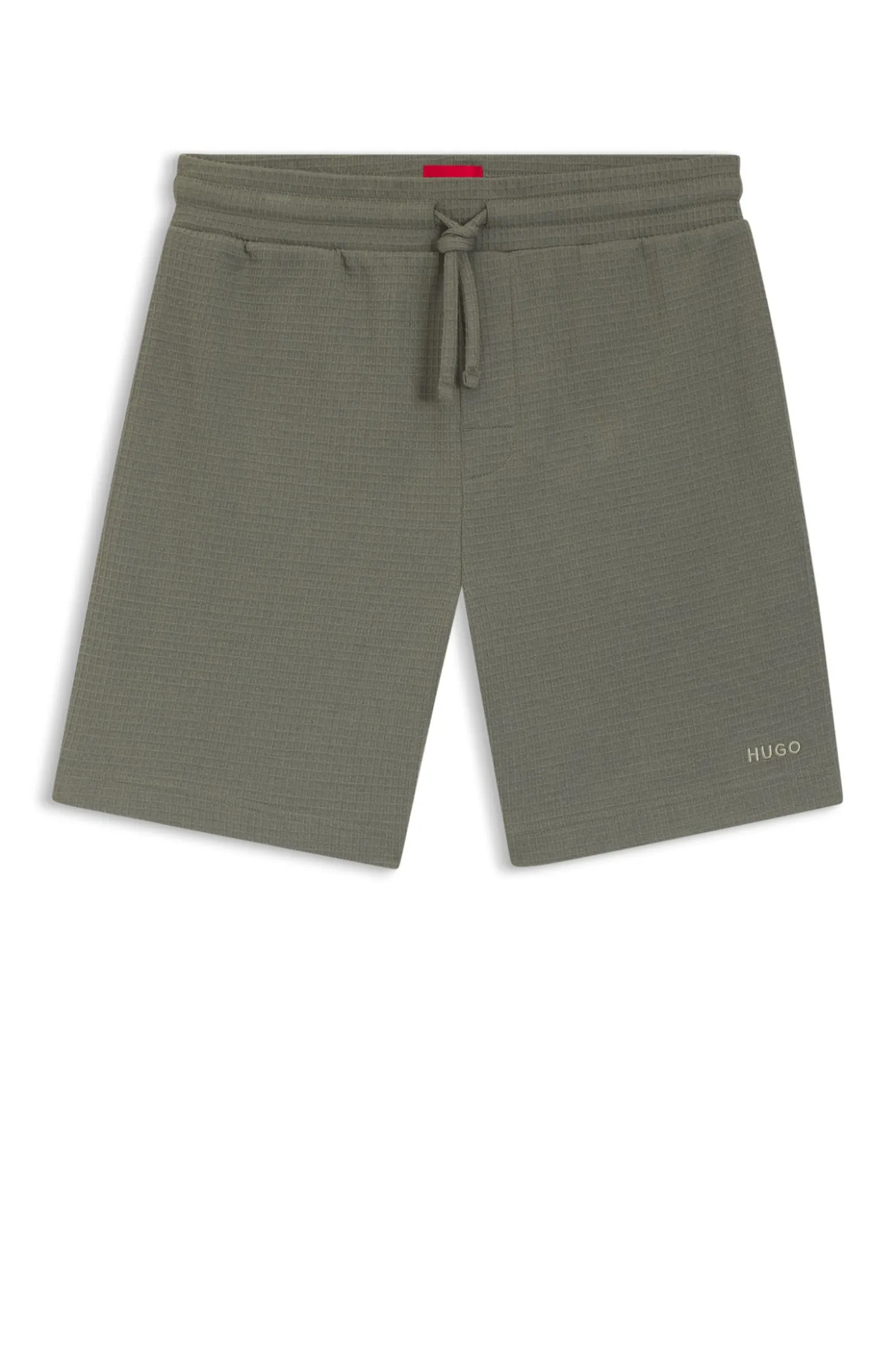 Waffle-structured pyjama shorts with embroidered logo