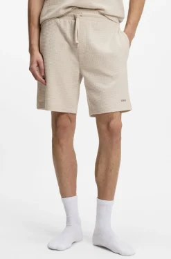 Waffle-structured pyjama shorts with embroidered logo