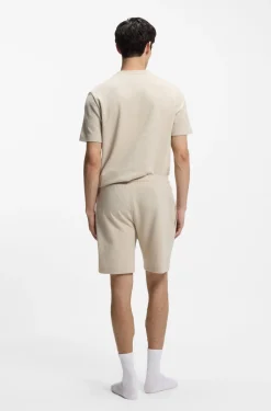 Waffle-structured pyjama shorts with embroidered logo