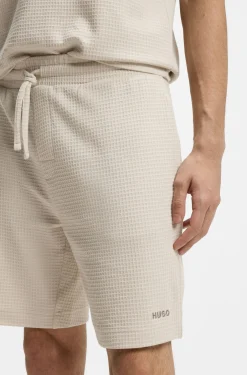 Waffle-structured pyjama shorts with embroidered logo