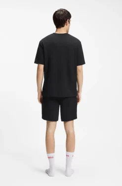 Waffle-structured pyjama T-shirt with embroidered logo