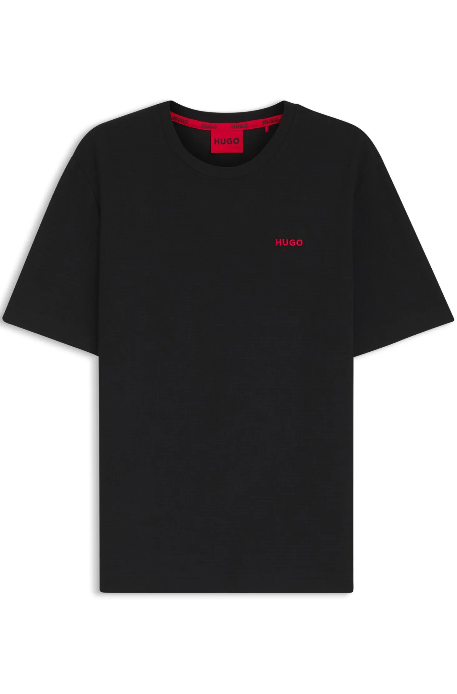 Waffle-structured pyjama T-shirt with embroidered logo
