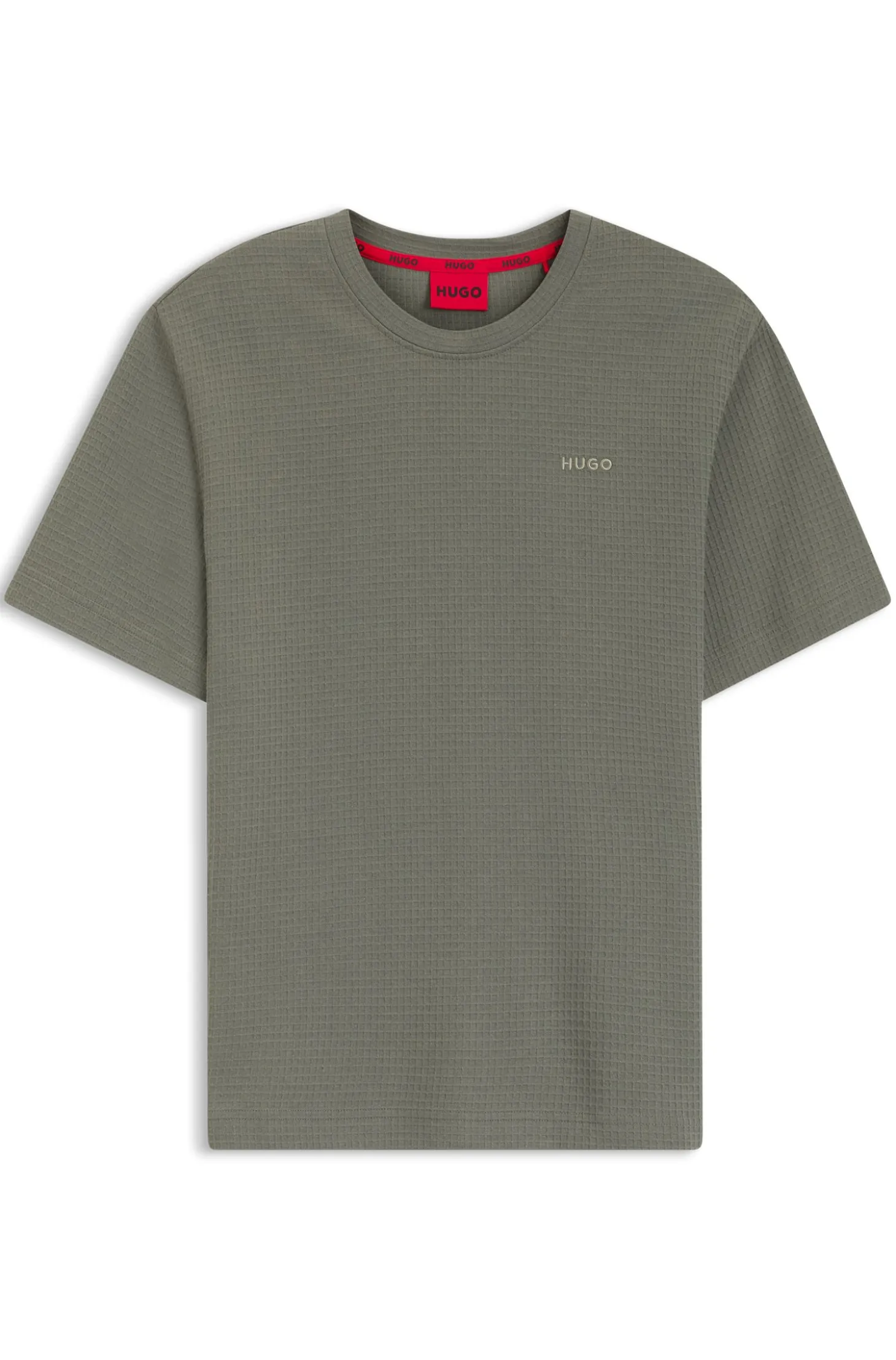 Waffle-structured pyjama T-shirt with embroidered logo