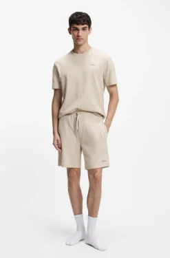 Waffle-structured pyjama T-shirt with embroidered logo