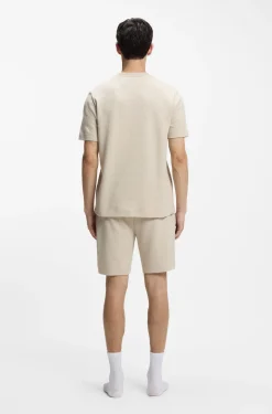 Waffle-structured pyjama T-shirt with embroidered logo