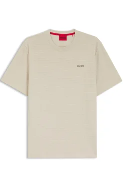 Waffle-structured pyjama T-shirt with embroidered logo