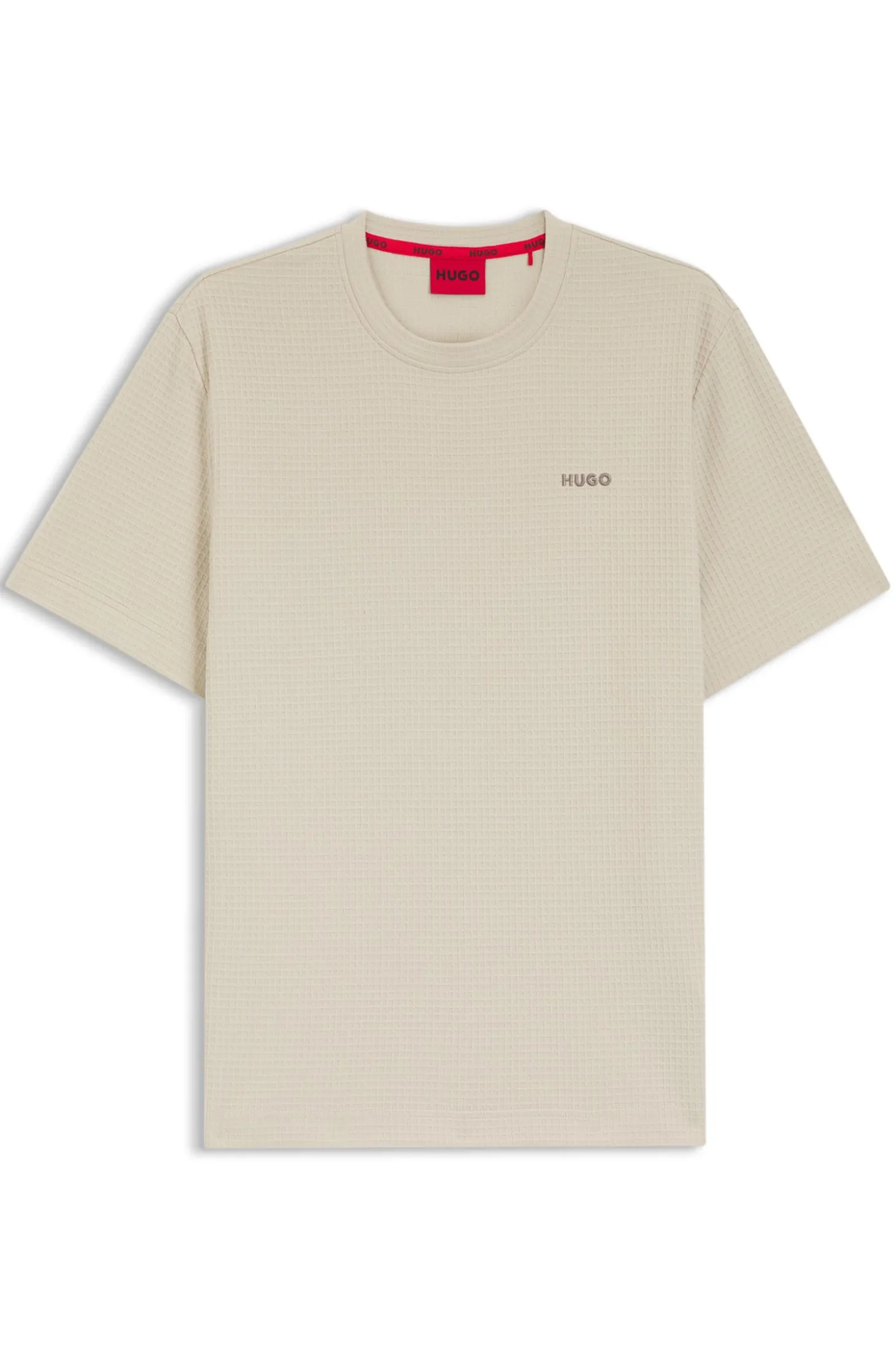 Waffle-structured pyjama T-shirt with embroidered logo